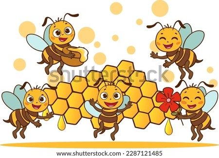 Cartoon Illustration Of Cute Bees