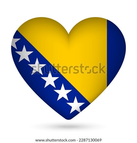 Bosnia and Herzegovina flag in heart shape. Vector illustration.