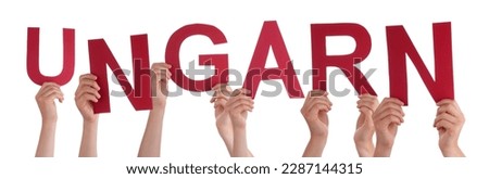 People Hands Building Word Ungarn Means Hungary, Isolated Background