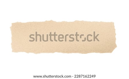Abstract tag torn paper recycle brown pieces texture background. 
Old Kraft ripped paper scrap box craft pattern.
clipping path.
 top view.
