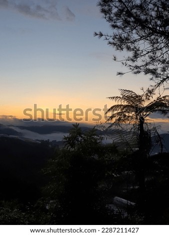 The view of the sun rising on Mount Berinchang, Cameron Highlands Royalty-Free Stock Photo #2287211427