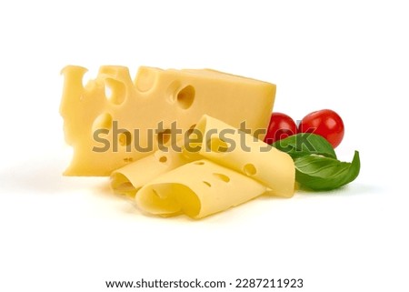 Maasdam cheese, Netherlands cheese, isolated on white background Royalty-Free Stock Photo #2287211923