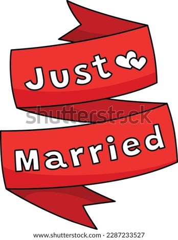 Just Married Cartoon Colored Clipart Illustration.