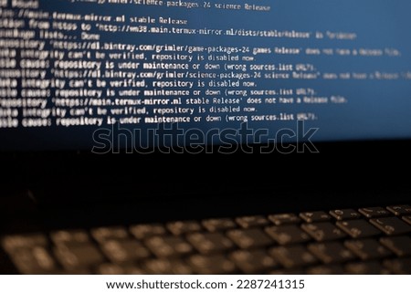Software source code. Program code. Code on a computer screen. The developer is working on program codes in the office. Photo with source code.