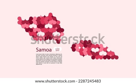 Abstract Circle Geometric Vector of Samoa Map with Flat Bauhaus Style Pattern in Pink Colour Valentine Theme.