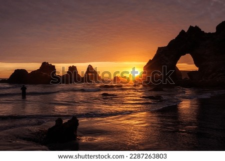 Beautiful sunset in Loberas beach, Marcona Peru