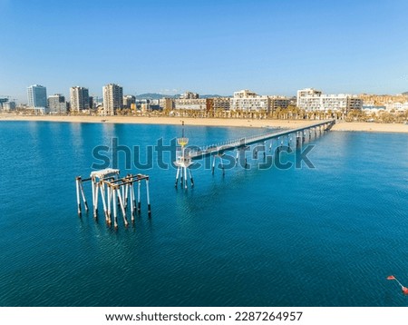 Bridge Oil - Pont del Petroli, Badalona, Spain, a place for walking over the sea Royalty-Free Stock Photo #2287264957