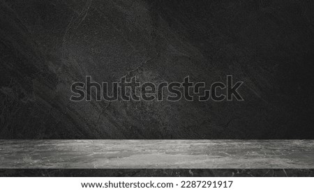empty grey marble tabletop with dark black cement stone background for product displayed in rustic mood and tone. luxury background for product stand with empty copy space for party, promotion. Royalty-Free Stock Photo #2287291917