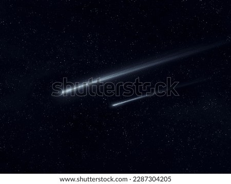 Glowing meteorites in the starry sky. Bright meteor trails. Beautiful falling stars at night. Royalty-Free Stock Photo #2287304205