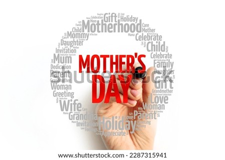 Mother's Day word cloud, care, love, family, motherhood concept