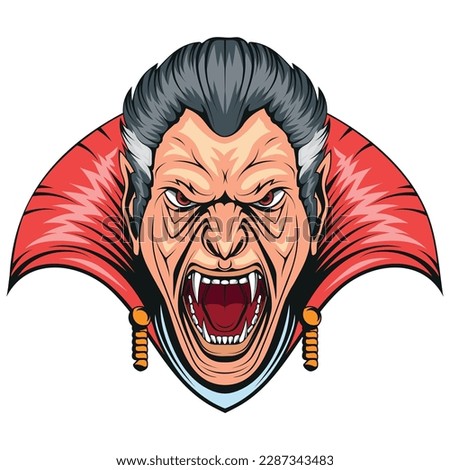 Dracula. Vector illustration of vampire portrait. Halloween clip art. King of the night