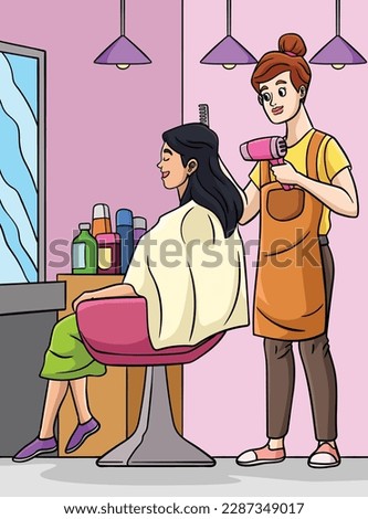 Hair Dresser Colored Cartoon Illustration