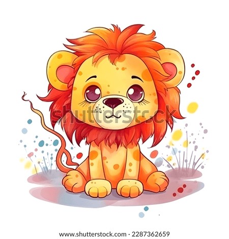 cute cartoon for kids, colorful draw lion