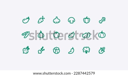 Food icons set. Vector. Vegetables, fresh healthy food. Isolated on the white background. Line icons collection. Eps10 illustration. Royalty-Free Stock Photo #2287442579