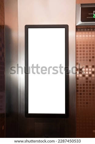 Advertising blank monitor in elevator.
Elevator Advertising Monitor. Royalty-Free Stock Photo #2287450533