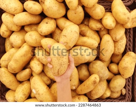 raw potatoes in the shop window