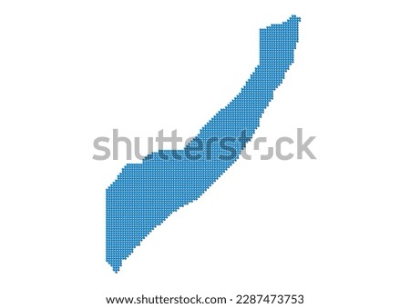 An abstract representation of Somalia, vector Somalia map made using a mosaic of blue dots with shadows. Illlustration suitable for digital editing and large size prints.