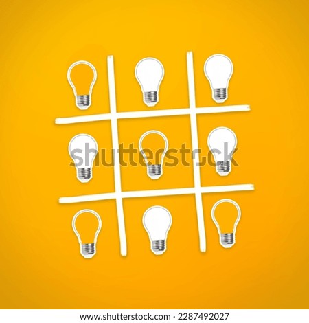 Success concept, light bulb on ox game on yellow background