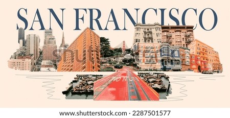 San Francisco in colorful poster design or art collage.