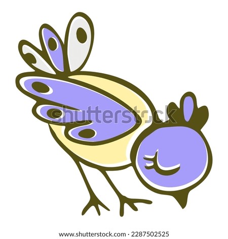 cartoon bird pecking grain vector illustration