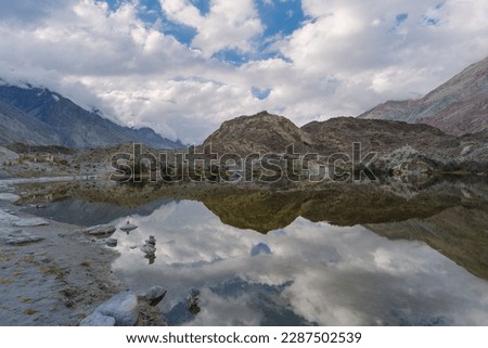 beautiful scenery mountain with cloudy sky at  Yarab Tso valley - Leh Ladakh - India