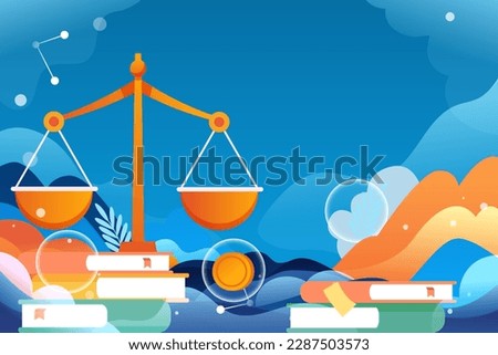 World Intellectual Property Day with fair scales and gavel in the background, vector illustration Royalty-Free Stock Photo #2287503573