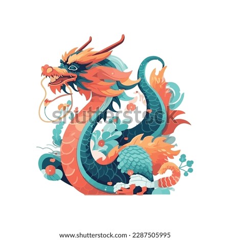Chinese dragon symbolizes power and good luck icon isolated