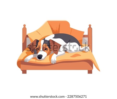 dog sleeping on comfortable bed icon isolated