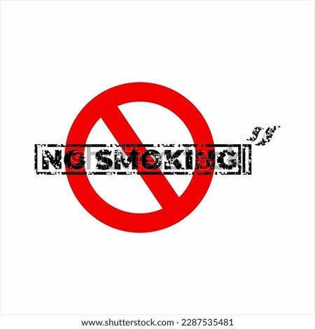 No smoking logo design with grunge style text with stop icon.