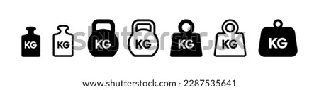Weight icon set. Kg bell logo. Kettlebell, heavy sign. Iron dumbbell sumbol in vector flat 10 eps. Royalty-Free Stock Photo #2287535641