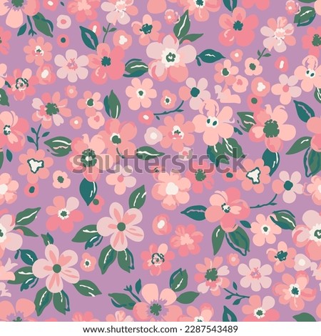 Cherry blossoms, sakura tree, seamless watercolor pattern on a dark pink background. Vector illustration, ready to print. It can be used for wallpaper decoration, textile design.