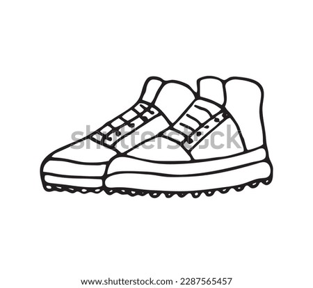 Hand drawn  basketball shoes, sneakers in doodle style, isolated on white background