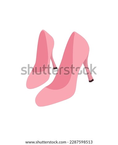 Concept Cartoon medieval heels shoes. This flat vector illustration depicts a pair of pink heels shoes on a white background, with a fairy tale and cartoon design. Vector illustration. Royalty-Free Stock Photo #2287598513