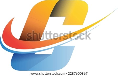 initial letter c with a swoosh logo icon design vector illustration.