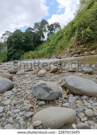 beautiful natural scenery of river mountains and rocks