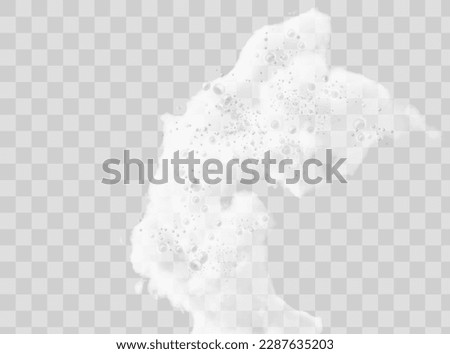 Beer foam isolated on transparent background. White soap froth texture with bubbles, seamless border, foamy frame. Sea or ocean wave, laundry cleaning detergent spume, realistic 3d vector illustration Royalty-Free Stock Photo #2287635203