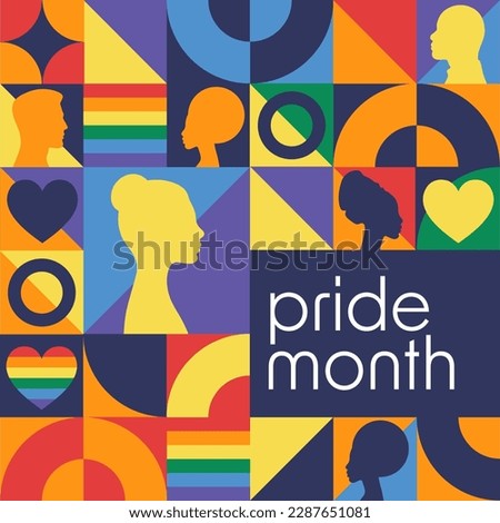 Happy Pride Month. LGBT. June. Holiday concept. Template for background, banner, card, poster with text inscription. Vector EPS10 illustration Royalty-Free Stock Photo #2287651081