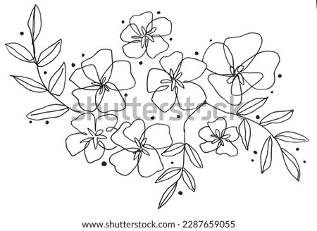 Flower outline illustration vector image. Hand drawn flower plants sketch image artwork. Simple original logo icon from pen drawing sketch.