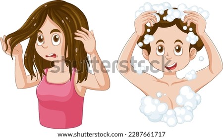 Teen Girl Concerns Hair Problem During Puberty illustration