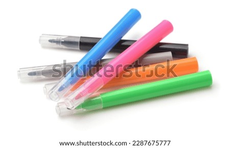 Group of colorful felt tip pens isolated on white