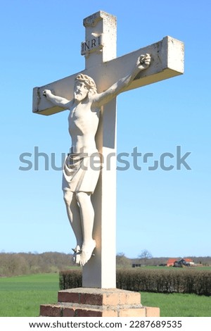 Historic wayside cross in Münsterland, Westphalia, Germany