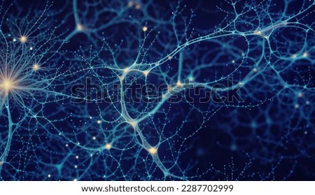 Illustration of abstract neuron on a blue background.