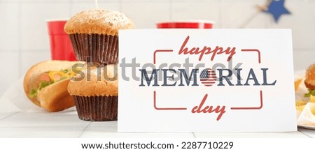 American traditional food and greeting card for Memorial Day on light background