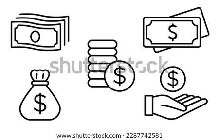 Money, finances, and coin-related icon set. wealth icon collection. Royalty-Free Stock Photo #2287742581