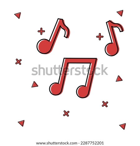 Music note icon in comic style. Song cartoon vector illustration on white isolated background. Musician splash effect sign business concept.
