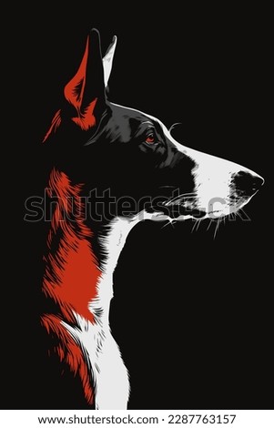 Hand drawn dog head, line art, vector illustration