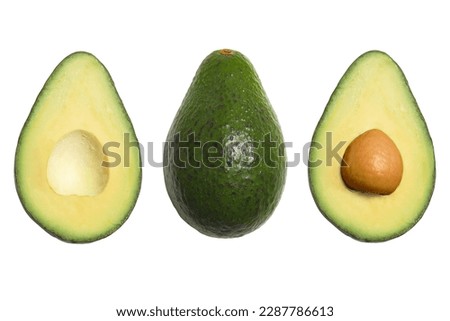 avocado set isolated on white or transparent background, cut out