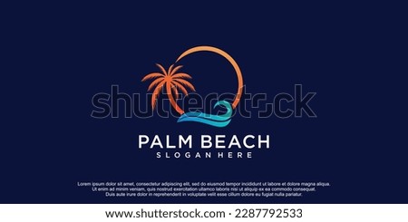 Palm trees emblems combination palm tree and beach logo travel company travel agency