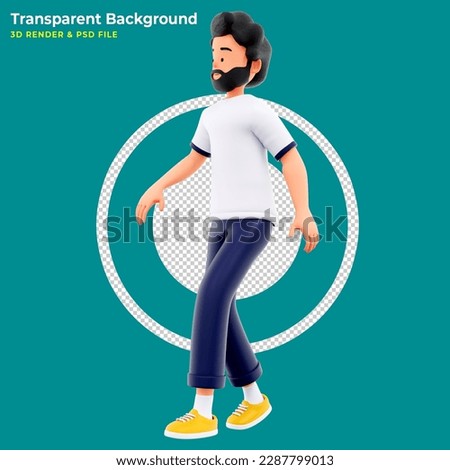 3d casual male character walking pose, 3d illustration