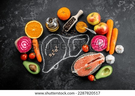 liver detox products. liver disease die, liver detox, clean eating. concept healthy food. top view. Royalty-Free Stock Photo #2287820517